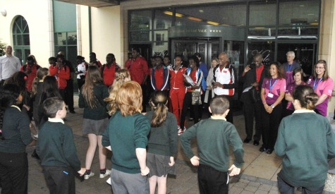 The youngsters had prepared a special Olympic themed song and dance for the team.